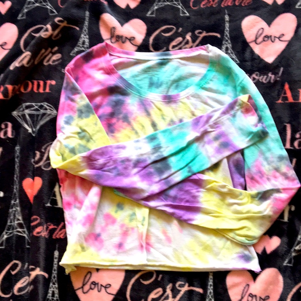 Tie dye cropped long sleeve  shirt